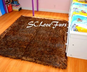 58" X 72" Grizzly Bearskin Faux Fur Rectangle Area Rug Accents Decor Home Carpet - Picture 1 of 2