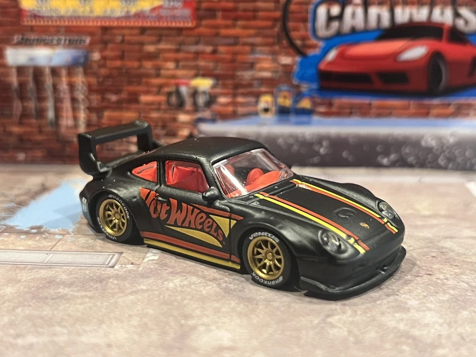 Hot Wheels 55th Anniversary Black Gold Porsche 993 GT2 Real Riders Swap CUSTOM - Image 1 of 4