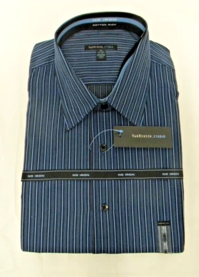 Van Heusen Studio No Hierro Algodón/Poliéster Hombre Azul Manga Larga Camisa XL Foto 1 de 4