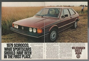 1979 VOLKSWAGEN SCIROCCO 2-page advertisement, VW print ad, brown 2-door - Foto 1 di 3