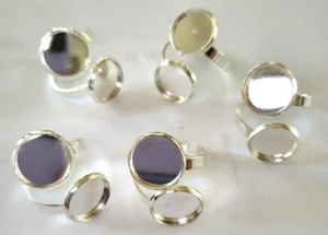 5 EXCEART Copper Pad Cabochon Base Flat Round Finger Rings For Jewelry Making - Picture 1 of 3