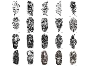 1 Temporary Fake Tattoo Stickers Animal Tiger Wolf Lion Flower Rose Arm Body Art - Picture 1 of 20