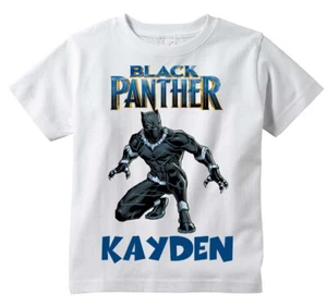 Black Panther Logo Superhero Custom T-shirt PERSONALIZE Birthday, Any Name - Picture 1 of 2