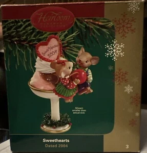 Vtg Carlton Cards Christmas Ornament Sweethearts 2004 Mice Ice Cream Sundae - Picture 1 of 10