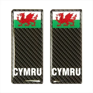 2x 98x42mm Carbono Cymru Gales Bandera Número Placa Gel Resina Cúpula Pegatinas Insignia - Imagen 1 de 2