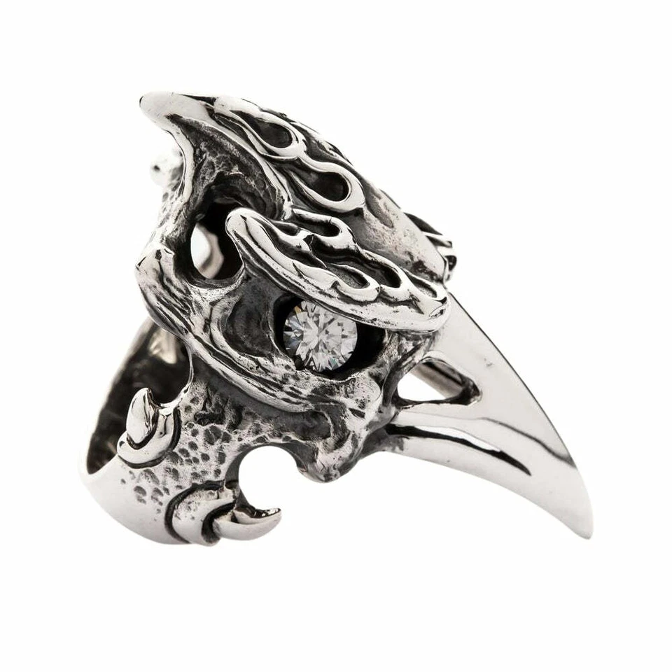 Anillo de plata esterlina 925 dinosaurio cálao motociclista calavera gótica esqueleto para hombre nuevo Foto 1 de 4