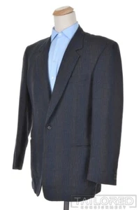 SALVATORE FERRAGAMO Blue Patch Striped Wool Blazer Sport Coat Jacket - 44 L - Picture 1 of 9