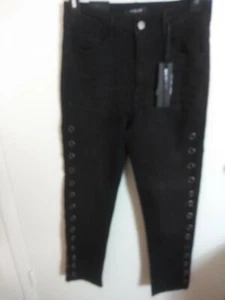 Black Label Women's High Waist Straight Ankle Dark Jeans Raw Hem Key Hole size 7 - Picture 1 of 8