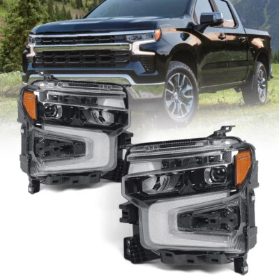 Pair For 2022-2024 Silverado 1500 LT Trail Boss/RST Black Bezel LED Headlights Foto 1 de 4