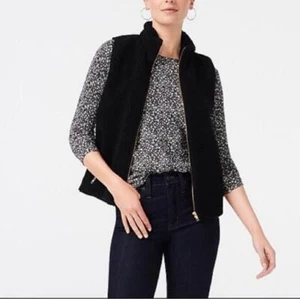 NEW J. Crew Womens Sherpa Vest Gold Zippers Teddy Bear Comfy Jacket Vest Spring - Picture 1 of 9