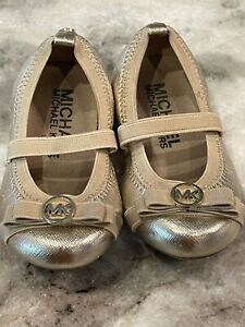 MICHAEL KORS Ballet slipper shoes gold lil girls size 5 EUC
