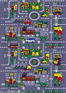 5x7 Area Rug Play Road Driving Time Street Car Kids City Map Fun Time New Gray - Picture 1 of 2