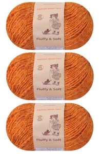 Fluffy Wool Worsted Yarn (Pack of 3) by Yonkey Monkey Knitting & Crochet - Picture 1 of 36