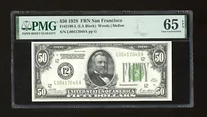 DBR 1928 $50 San Francisco Numeral Gem Fr. 2100-L PMG 65 EPQ Serial L00417049A - Picture 1 of 2