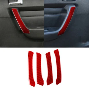 Cubierta de panel de reposabrazos de puerta interior de fibra de carbono roja para Hummer H3 2006-2010 4 piezas - Imagen 1 de 15