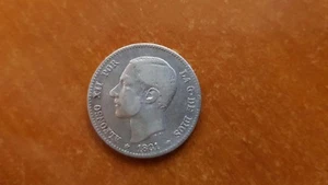 Alfonso XII 1 Peseta 1881 *18/81 NL154 - Picture 1 of 2