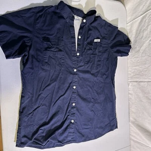 Columbia Pfg Shirt Short Sleeved Button-Down Navy - Picture 1 of 12