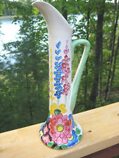 VINTAGE ART DECO STYLE PITCHER HAND PAINTED 13 " TALL