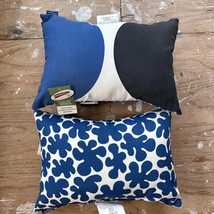 Marimekko For Target Outdoor Pillow Lot Of 2 Blue White New With Tags! - Picture 1 of 3