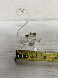Blown glass cat with long tail and gold accents - Picture 1 of 8