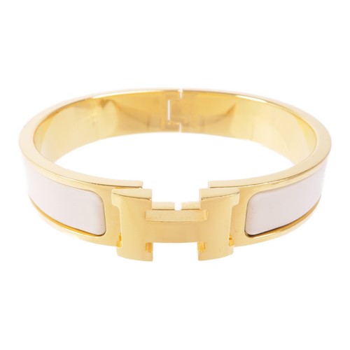 HERMÈS HERMES Clic H Braccialetto Accessori Smalto Metallo Bianco