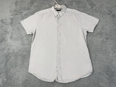 Camisa Theory Para Hombre Grande Blanca Negra Manga Corta Abotonada Sarga Estampado Zack S Foto 1 de 4