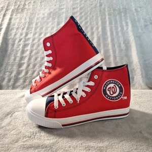 Washington Nationals Men's Big Logo FOCO Canvas High Top Sneakers 10 - Picture 1 of 5