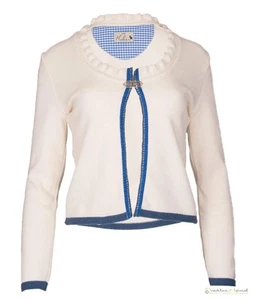 Cárdigan tradicional Dirndl Huber moda Stelli cuello con volantes natural marino - Imagen 1 de 3