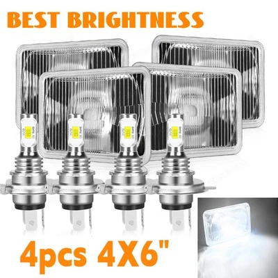 Faros LED para Chevrolet K10 K20 K30 1981 1982 1983 1984 1985 1986 4 piezas 4x6" Foto 1 de 4