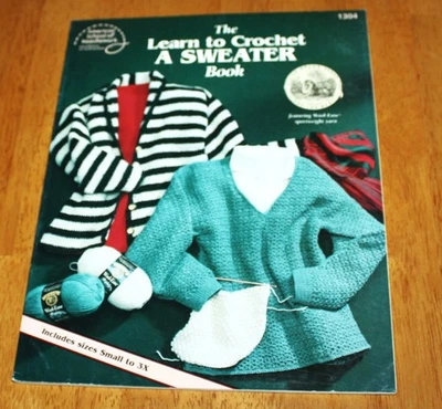 ASN ~ El LIBRO APRENDE A TEJER UN SUÉTER #1304 Guías, Instrucciones, 9 Proyectos Foto 1 de 4