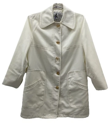 Gabardina de colección años 70 Misty Harbor marfil cualquier clima longitud media para mujer 10 regular Foto 1 de 4