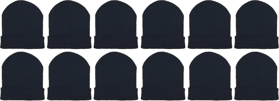 Paquete de 12 gorros de invierno para hombre mujer, cálidos acogedores tejidos puños gorra calavera Foto 1 de 1