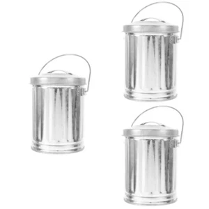 3 Stück Desktop-Mülleimer, kleiner Mülleimer mit Deckel, Weißblech-Papierkorb, - Bild 1 von 12