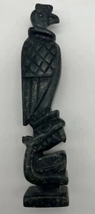 Vintage Myan Or Aztec Bird Snake TOTEM pole CARVING Black Stone Heavy - Picture 1 of 11