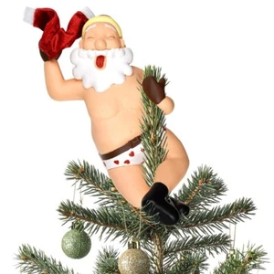 Tree Buddees Stripping Santa Funny Stripper Christmas Tree Topper - Large 10" - Picture 1 of 7
