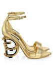 Brand New! DOLCE  & GABBANA Keira Baroque Leather Sandals Gold Sz 40/10 $1595