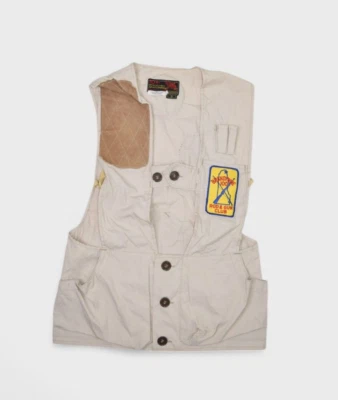 Vintage 10X Jacket Mens S Shooting Vest Gun Club Khaki Padded Hunting Patches - Image 1 of 4