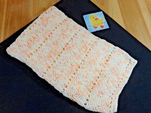 Baby Blanket Afghan 28" x 28" Handmade Crochet Pink Peach White Lightweight - Picture 1 of 3