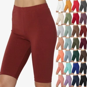 TheMogan S~3X Stretch Cotton Span High Waist Above Knee Bermuda Shorts Leggings - Picture 1 of 237