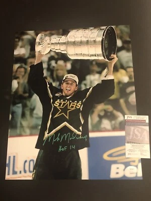 JSA MIKE MODANO AUTOGRAPHED DALLAS STARS INSCRIBED “HOF 14” SIGNED 16x20 467 - Image 1 of 3