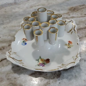 Deutscher Neutettau Zigarettenständer Etagen Blumen Aschenbecher Flor Frosch Vintage Porzellan - Bild 1 von 11