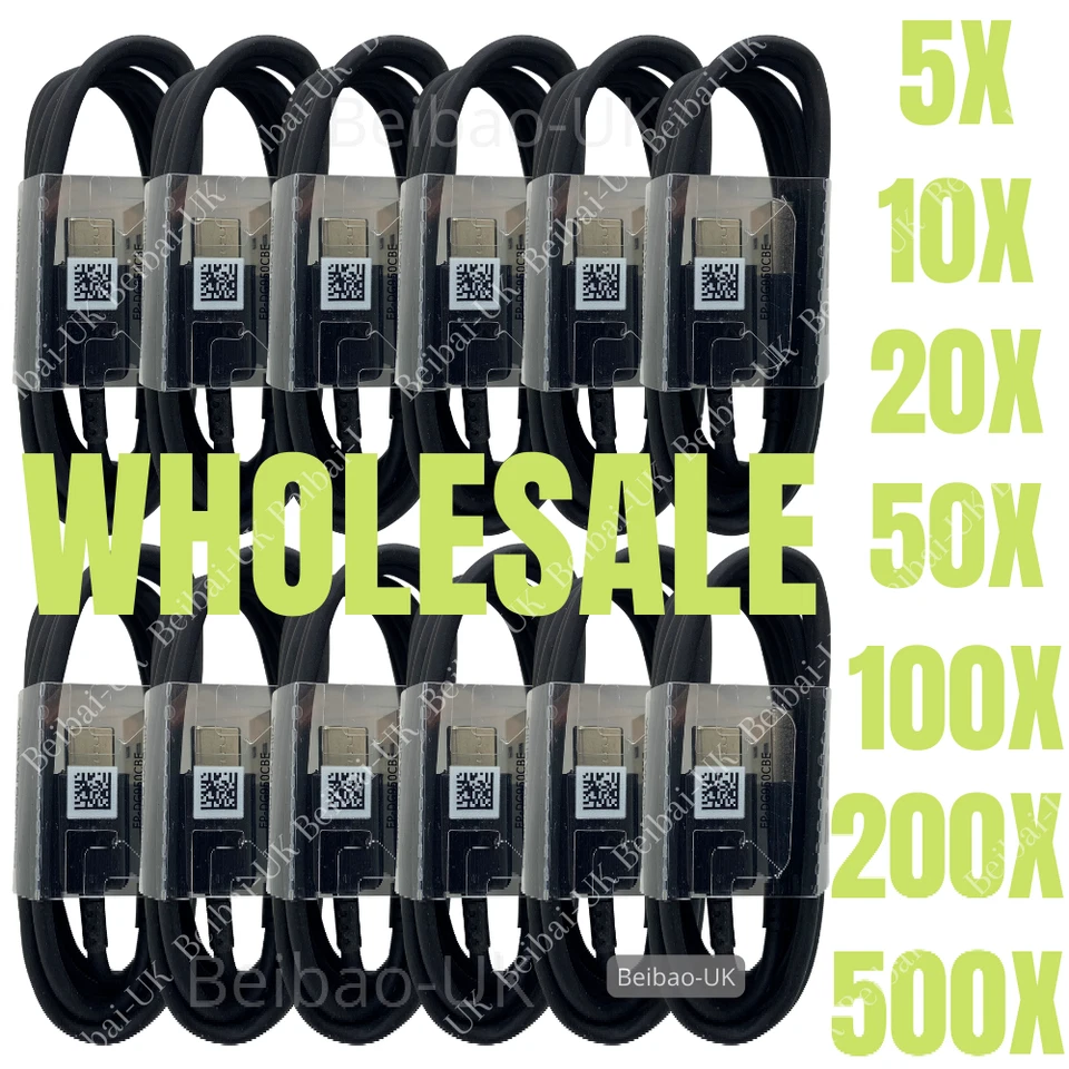 批发散装 USB C C 型电缆快速充电器 批量 适用于三星 S8 S9 S10 Note 10 — 第 1/4 张图片