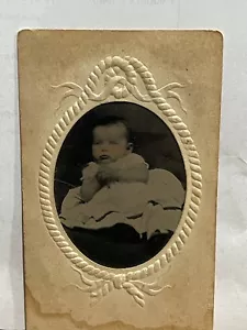 Vintage Daguerreotype style, Tintype Photo Baby pink cheek 2-3/8 x 3-7/8 - Picture 1 of 4