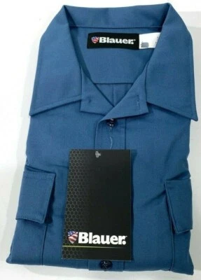 NUEVA CAMISA AZUL PARA HOMBRE MANGA CORTA MEZCLA ALGODÓN 8713 AZUL FRANCÉS MEDIANA REGULAR Foto 1 de 3