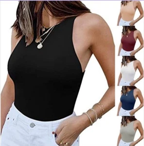 Sexy Para mujeres Sin mangas Corredor Espalda Cuello Halter Body Prendas para el torso sin mangas - Imagen 1 de 24