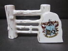 VINTAGE FOREIGN CRESTED WARE NEW BRADWELL CREST FENCE & TOMBSTONE FIGURINE