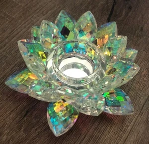 Iridescent Crystal Lotus Votive Candle Holder Mother’s Day Gift NWOT - Bild 1 von 6