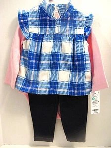 Carter's Baby Girl 3pc Set Fleece Vest + Leggings + Pink Bodysuit (12m) NOS NWT - Picture 1 of 4
