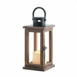 HOME LIGHTING DECOR SMALL LODGE WOODEN CANDLE LANTERN - Picture 1 of 4