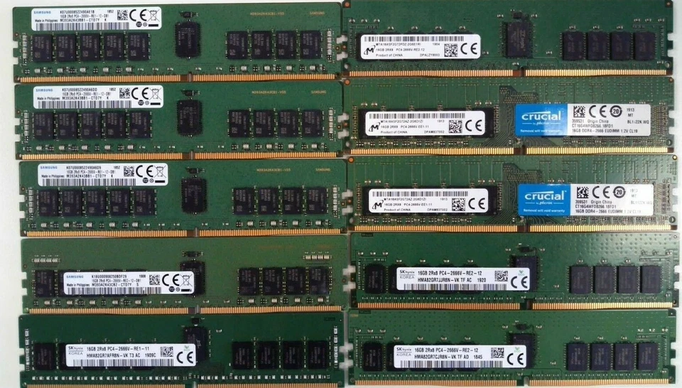 [ BULK LOT OF 10 ] 8GB 1RX8 PC4-2666V RDIMM DDR4-17000 ECC Server Memory RAM Foto 1 de 1